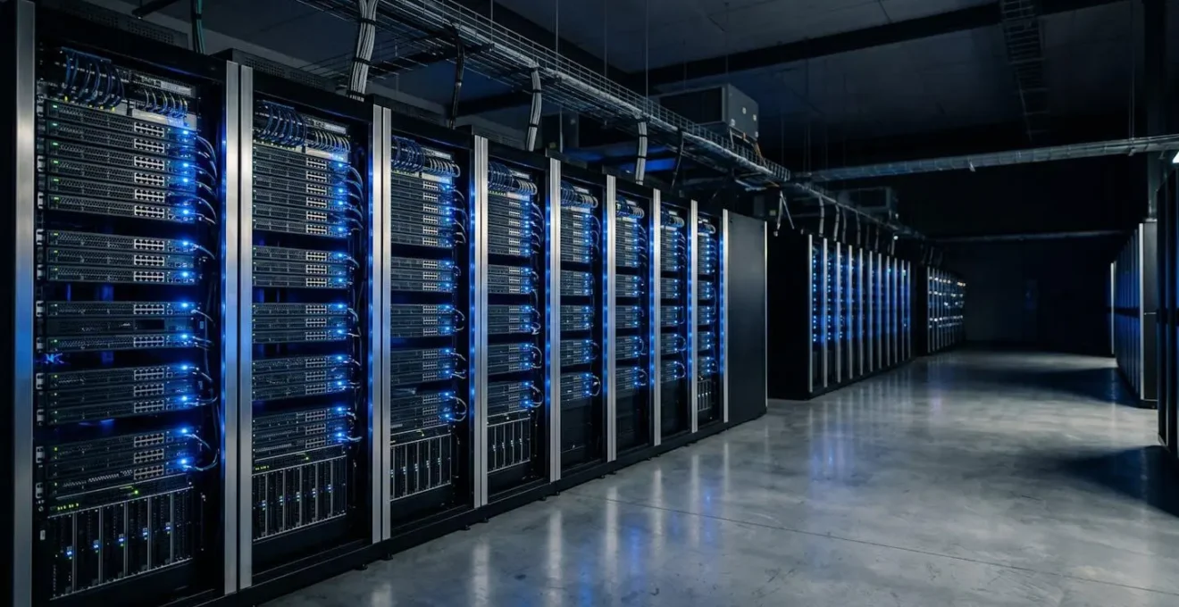 Professionelle Streaming-Infrastruktur mit Server-Racks und Netzwerktechnologie für Live-Übertragungen an tausende Zuschauer