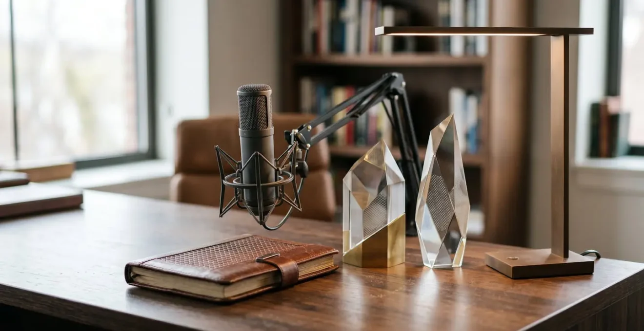 Professionelle Webinar-Umgebung mit symbolischen Vertrauenselementen und Expertenstatus-Indikatoren