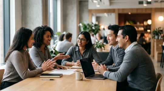 Professionelles Webinar-Marketing-Team in strategischer Zusammenarbeit