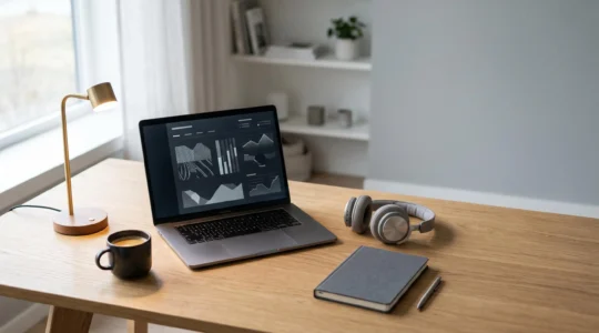 Professionelle Arbeitsumgebung mit modernen KI-Tools zur Webinar-Automatisierung und Zeitoptimierung