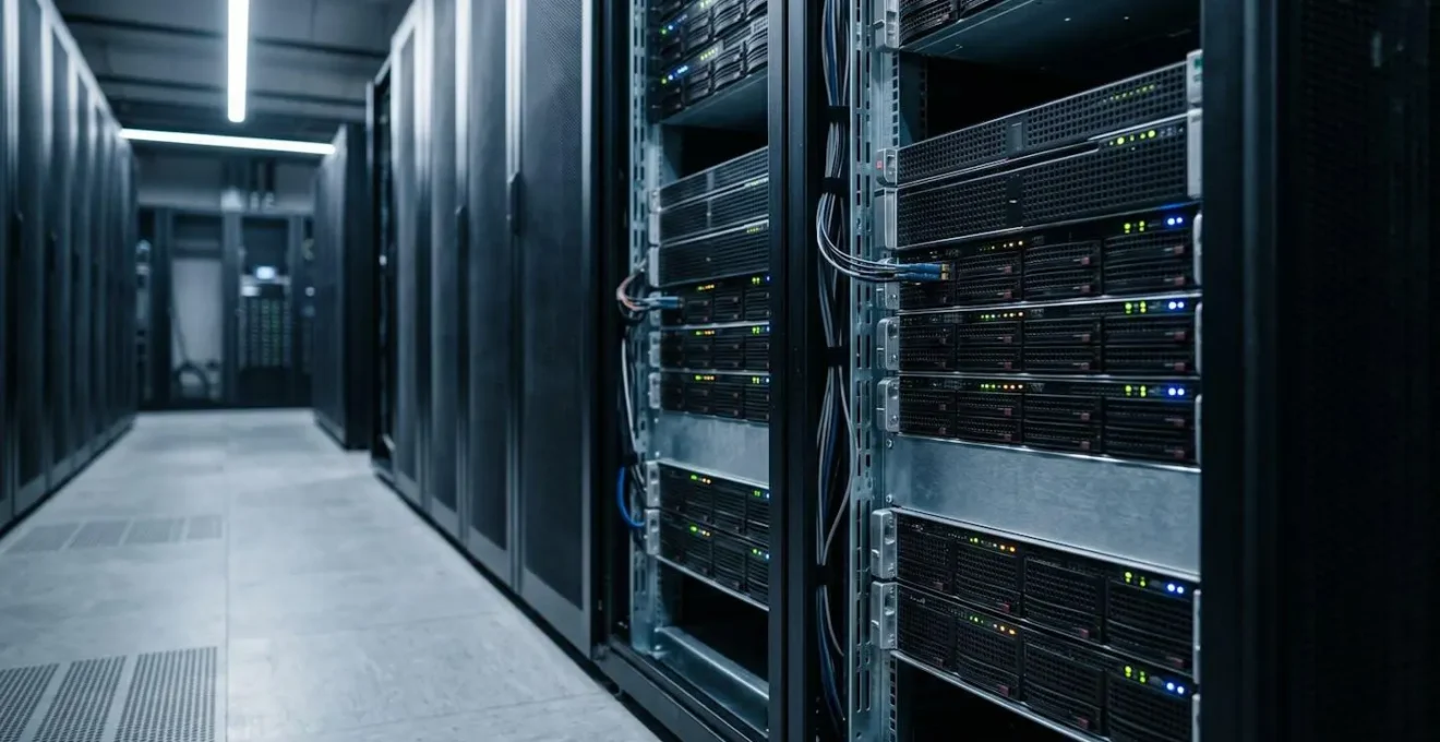 Professionelle Streaming-Infrastruktur mit Server-Hardware und Netzwerkkomponenten für ausfallsichere Webinare