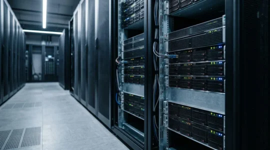 Professionelle Streaming-Infrastruktur mit Server-Hardware und Netzwerkkomponenten für ausfallsichere Webinare