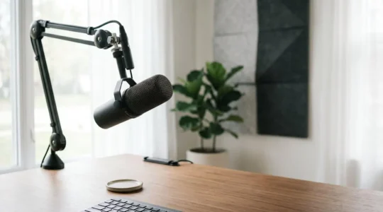 Professionelles Mikrofon-Setup für kristallklare Audioqualität in Webinaren