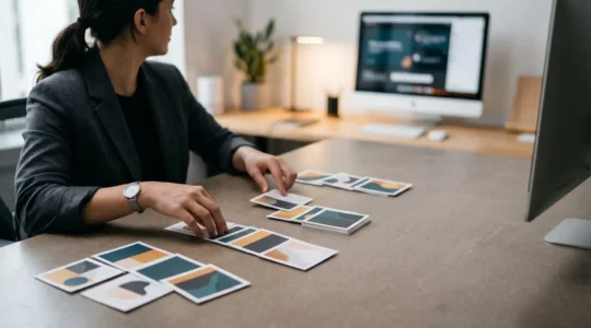 Moderator koordiniert strukturiert eingehende Fragen während eines professionellen Webinars