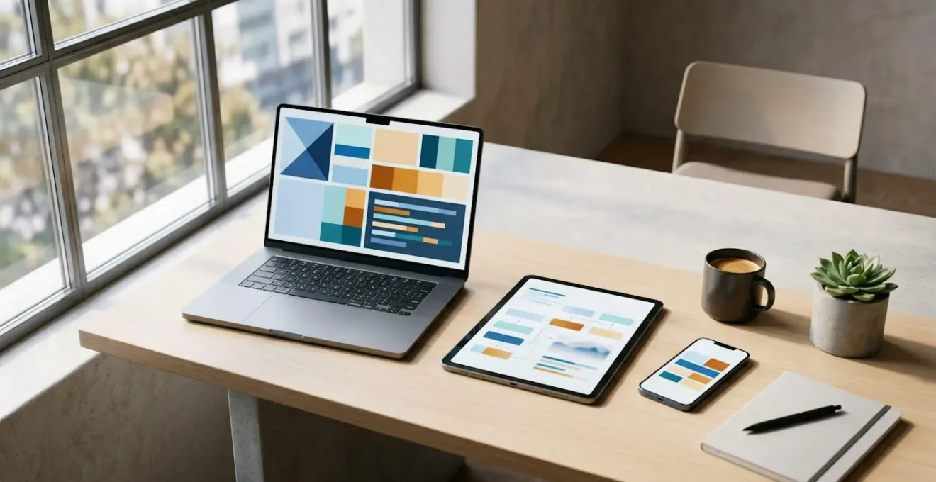 Professioneller Arbeitsplatz mit modernen Projektmanagement-Tools und digitaler Zusammenarbeit