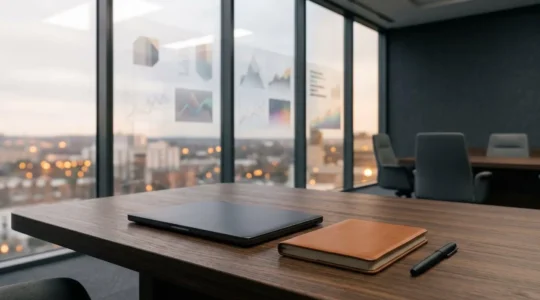 Professionelles Business-Event mit strategischer Präsentation und Datenvisualisierung für Branchenentscheider